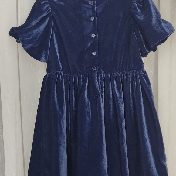 Janie and Jack Navy Blue Velvet Girl's Dress w/ Bubble Short Sleeve, Size 4,NWT - Picture 4 of 5